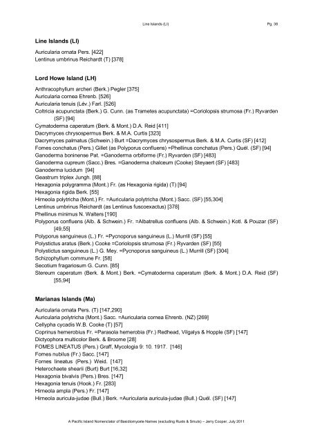 Checklist of Pacif island Basidiomycetes - Landcare Research