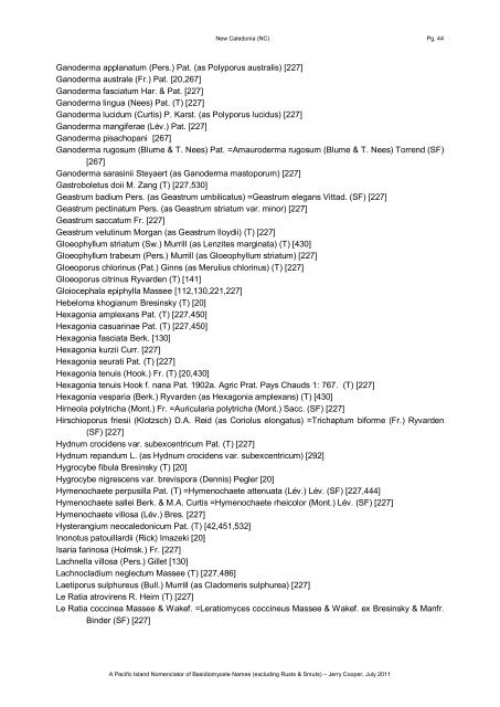 Checklist of Pacif island Basidiomycetes - Landcare Research