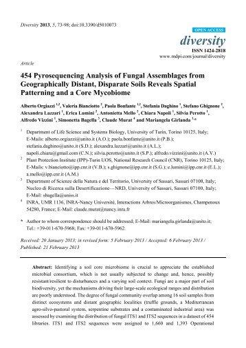 454 Pyrosequencing Analysis of Fungal Assemblages from ...