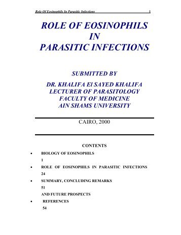 ROLE OF EOSINOPHILS IN PARASITIC INFECTIONS