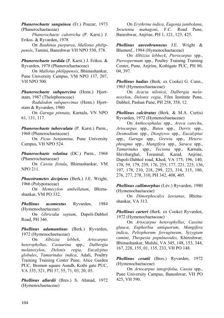 Checklist of Aphyllophorales from the Western Ghats of Maharashtra ...