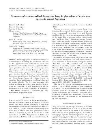 Ocurrence of ectomycorrhizal, hypogeous fungi in ... - Mycologia