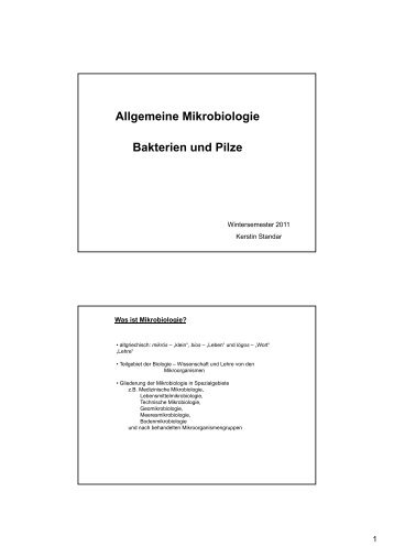 Allgemeine Mikrobiologie Bakterien und Pilze - imikro