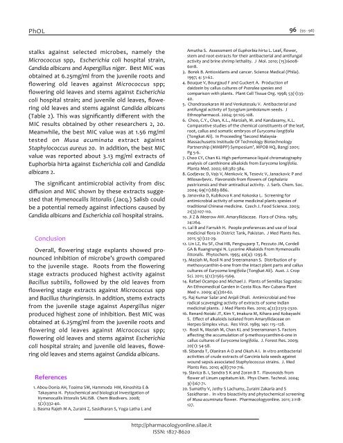 Screening of potential antimicrobial activity from Hymenocallis littoralis