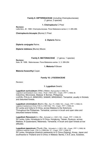 Preliminary Checklist of Philippine Pteridophytes - Co's Digital Flora ...