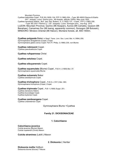 Preliminary Checklist of Philippine Pteridophytes - Co's Digital Flora ...