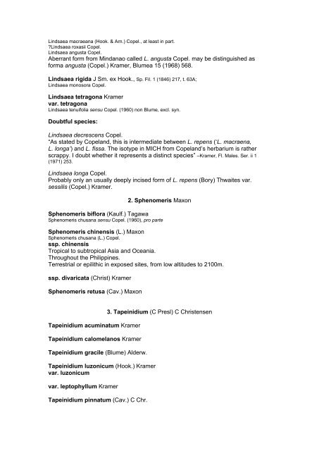 Preliminary Checklist of Philippine Pteridophytes - Co's Digital Flora ...