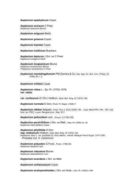 Preliminary Checklist of Philippine Pteridophytes - Co's Digital Flora ...