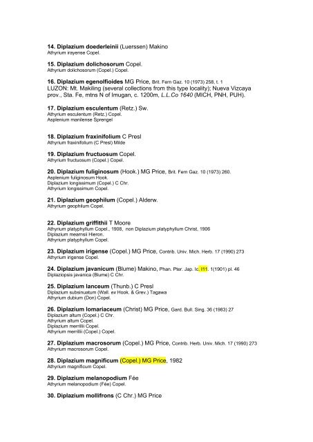 Preliminary Checklist of Philippine Pteridophytes - Co's Digital Flora ...