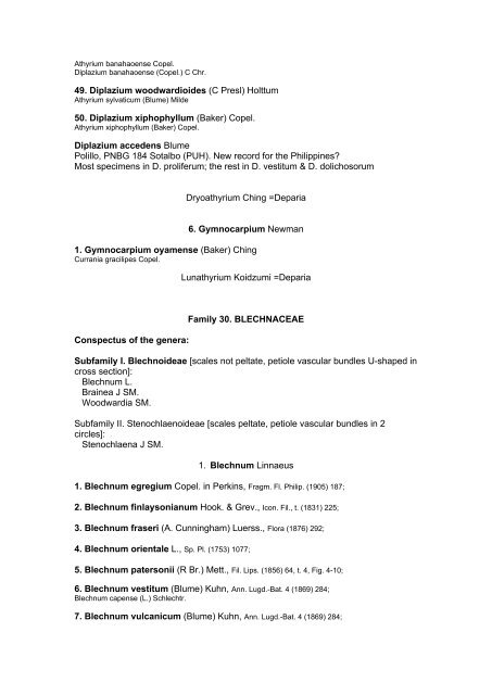 Preliminary Checklist of Philippine Pteridophytes - Co's Digital Flora ...