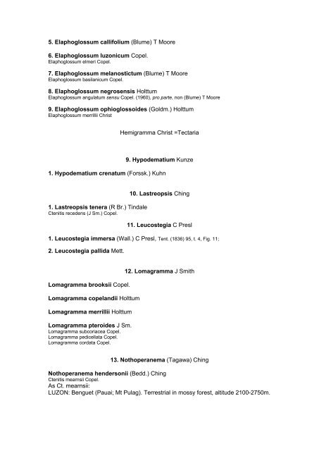 Preliminary Checklist of Philippine Pteridophytes - Co's Digital Flora ...