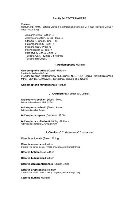 Preliminary Checklist of Philippine Pteridophytes - Co's Digital Flora ...