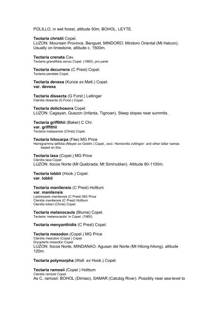 Preliminary Checklist of Philippine Pteridophytes - Co's Digital Flora ...