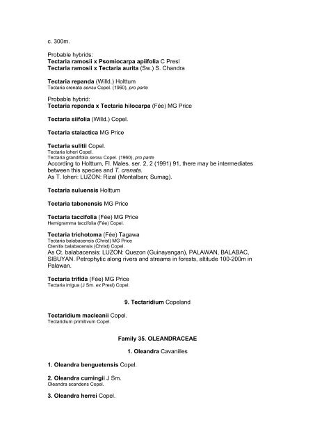 Preliminary Checklist of Philippine Pteridophytes - Co's Digital Flora ...