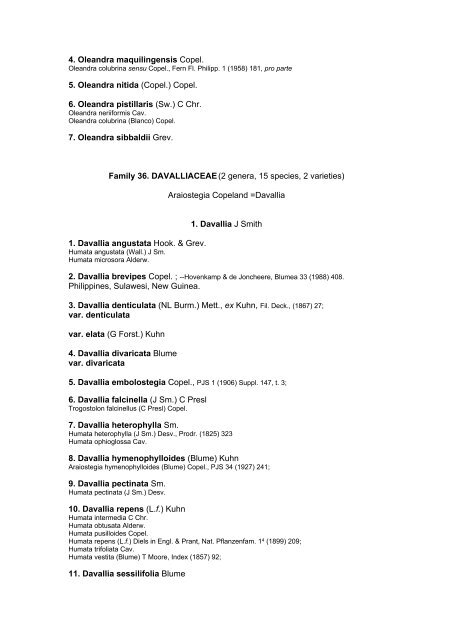 Preliminary Checklist of Philippine Pteridophytes - Co's Digital Flora ...