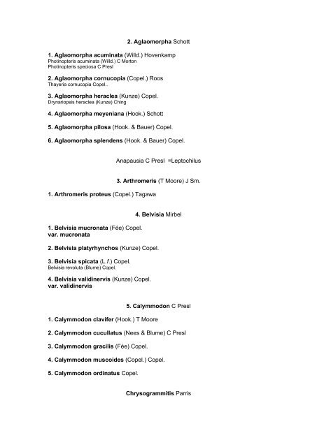 Preliminary Checklist of Philippine Pteridophytes - Co's Digital Flora ...