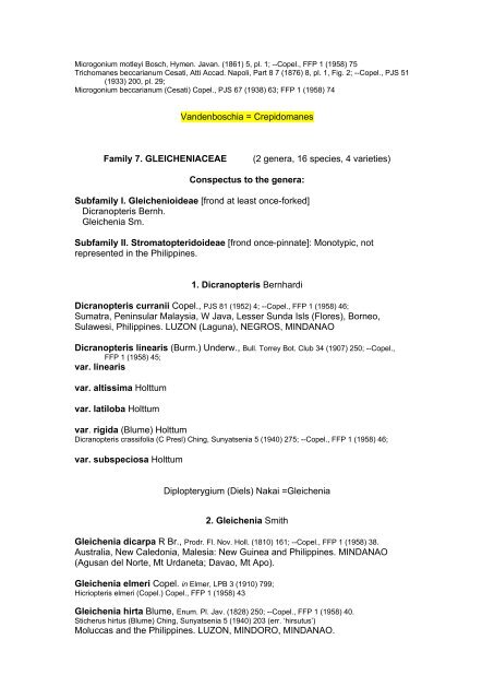 Preliminary Checklist of Philippine Pteridophytes - Co's Digital Flora ...