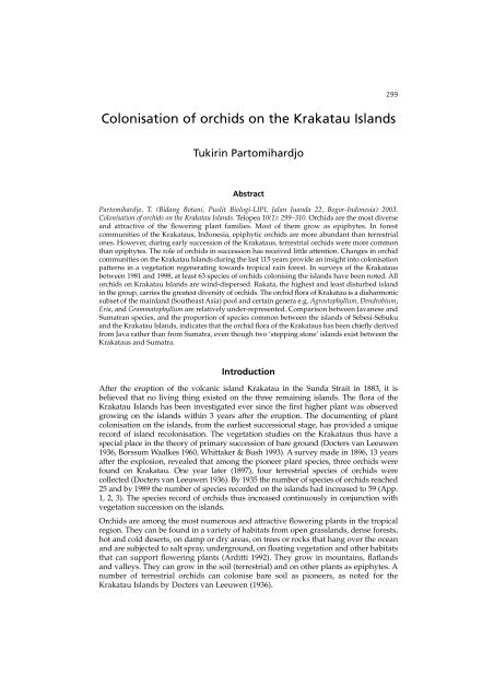 Colonisation of orchids on the Krakatau Islands - Royal Botanic ...