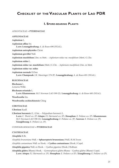 CHECKLIST OF THE VASCULAR PLANTS OF LAO PDR