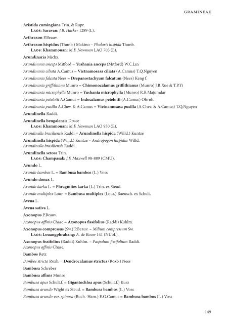 CHECKLIST OF THE VASCULAR PLANTS OF LAO PDR