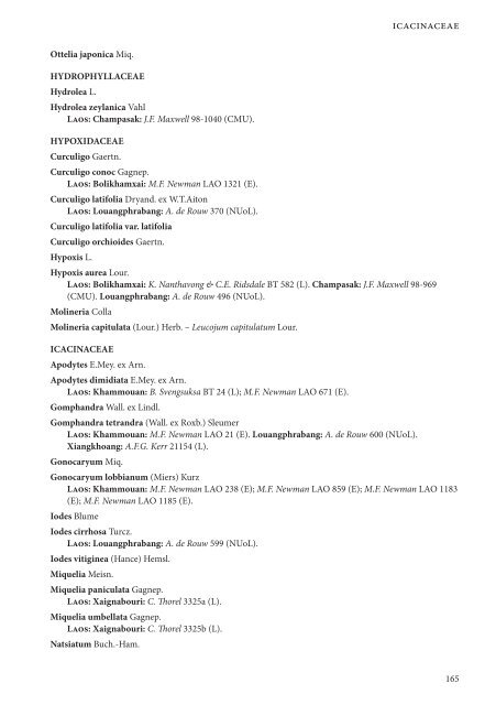 CHECKLIST OF THE VASCULAR PLANTS OF LAO PDR