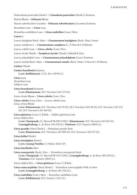 CHECKLIST OF THE VASCULAR PLANTS OF LAO PDR