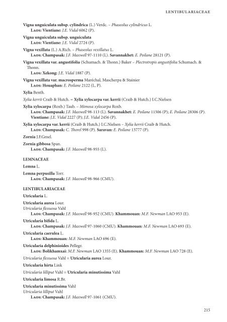 CHECKLIST OF THE VASCULAR PLANTS OF LAO PDR