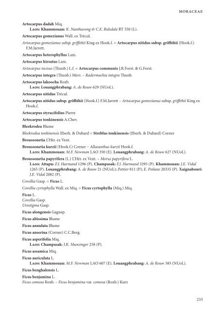 CHECKLIST OF THE VASCULAR PLANTS OF LAO PDR