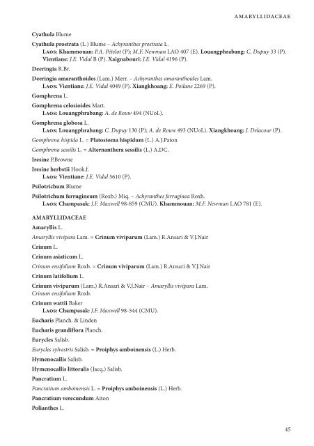 CHECKLIST OF THE VASCULAR PLANTS OF LAO PDR