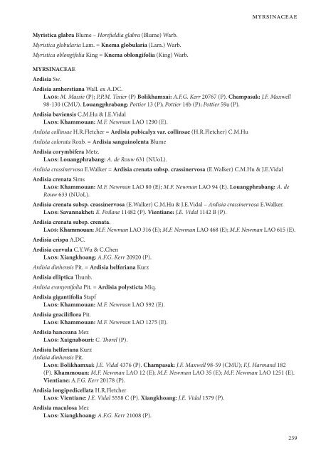 CHECKLIST OF THE VASCULAR PLANTS OF LAO PDR