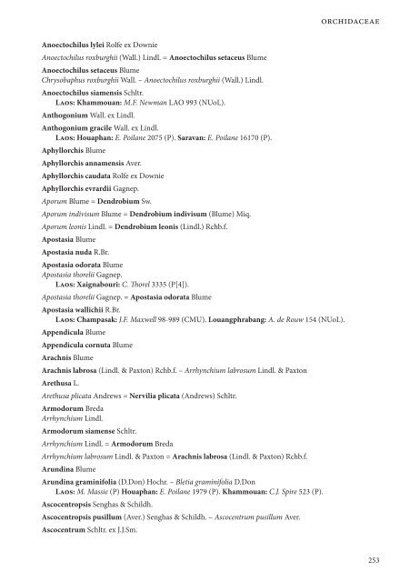 CHECKLIST OF THE VASCULAR PLANTS OF LAO PDR