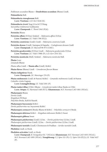 CHECKLIST OF THE VASCULAR PLANTS OF LAO PDR