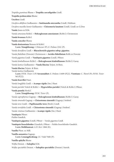 CHECKLIST OF THE VASCULAR PLANTS OF LAO PDR