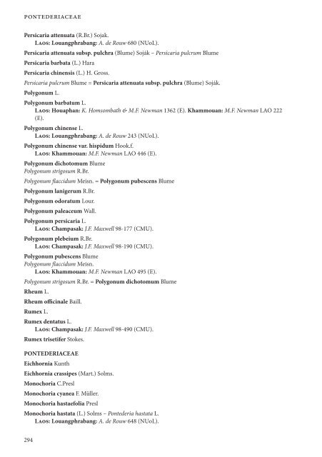 CHECKLIST OF THE VASCULAR PLANTS OF LAO PDR