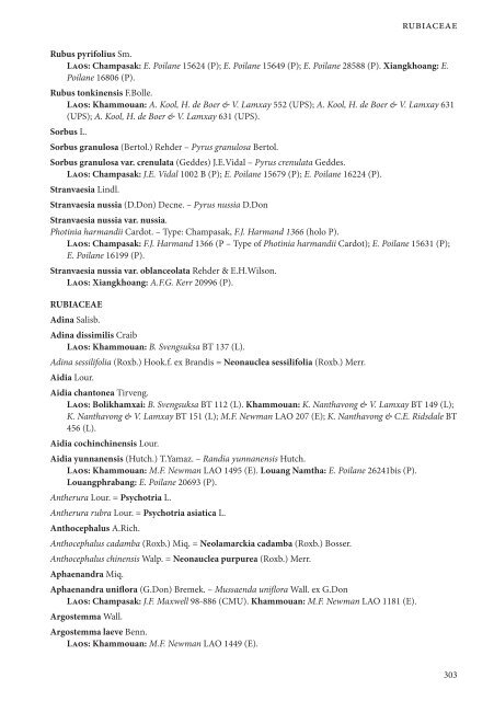 CHECKLIST OF THE VASCULAR PLANTS OF LAO PDR