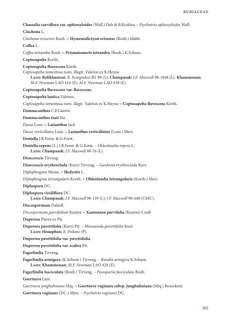 CHECKLIST OF THE VASCULAR PLANTS OF LAO PDR