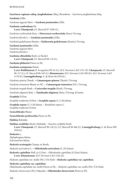 CHECKLIST OF THE VASCULAR PLANTS OF LAO PDR