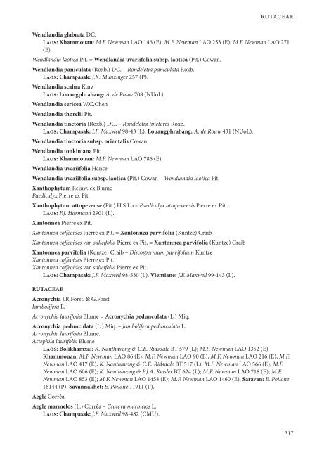 CHECKLIST OF THE VASCULAR PLANTS OF LAO PDR