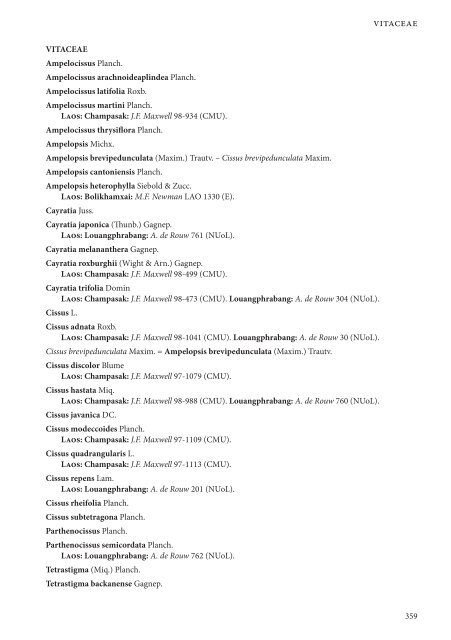 CHECKLIST OF THE VASCULAR PLANTS OF LAO PDR