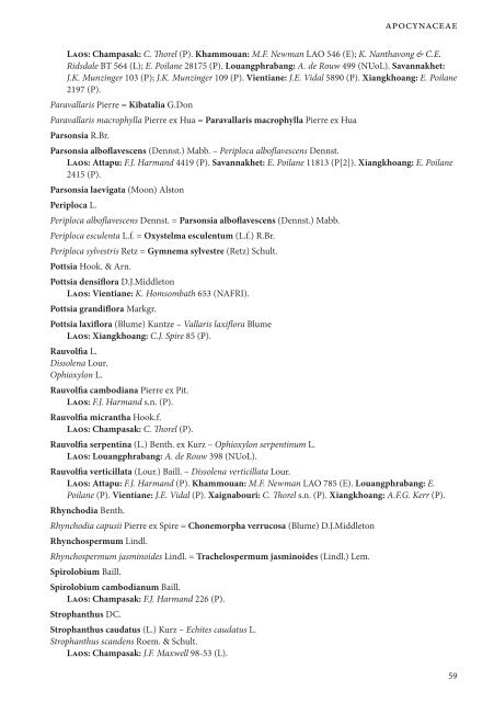 CHECKLIST OF THE VASCULAR PLANTS OF LAO PDR