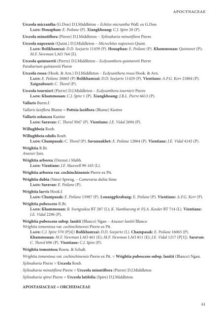 CHECKLIST OF THE VASCULAR PLANTS OF LAO PDR