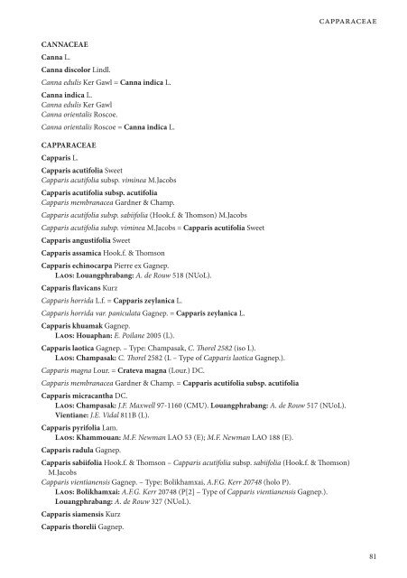 CHECKLIST OF THE VASCULAR PLANTS OF LAO PDR