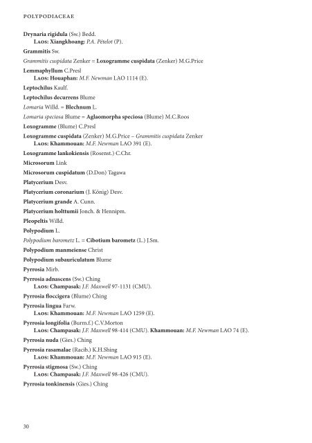 CHECKLIST OF THE VASCULAR PLANTS OF LAO PDR