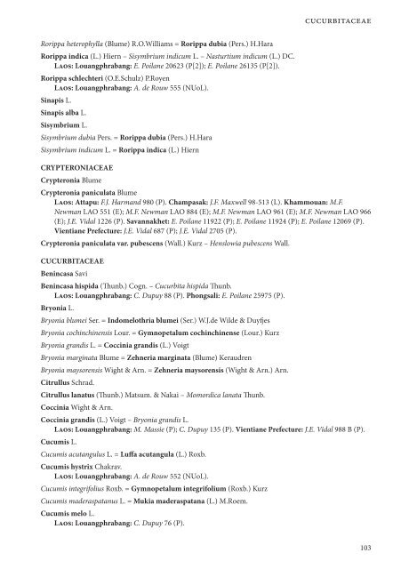 CHECKLIST OF THE VASCULAR PLANTS OF LAO PDR