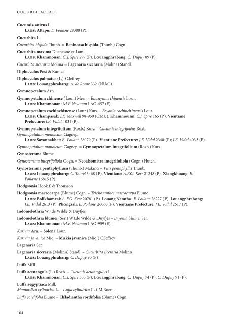 CHECKLIST OF THE VASCULAR PLANTS OF LAO PDR