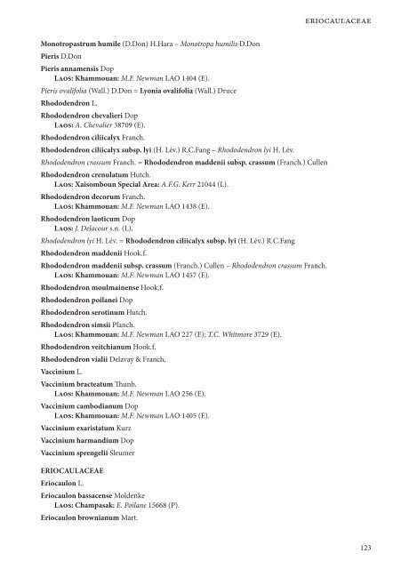 CHECKLIST OF THE VASCULAR PLANTS OF LAO PDR