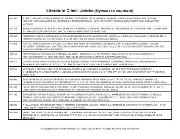 Literature Cited - Jatoba (Hymenaea courbaril) - Raintree Nutrition, Inc