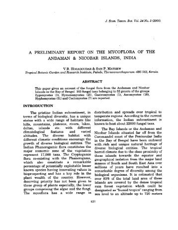 a preliminary report on the mycoflora of the andaman ... - TBGRI