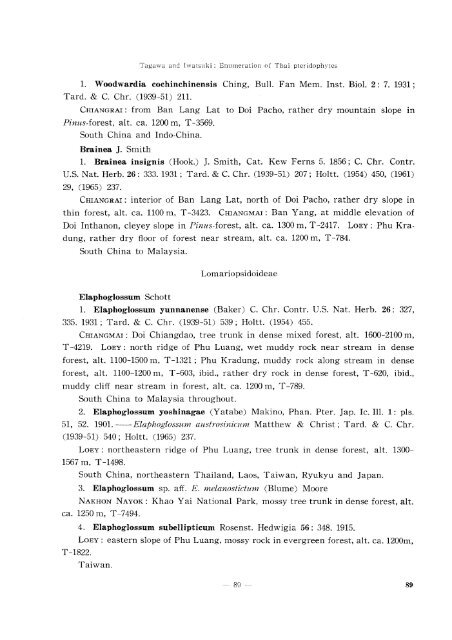 Enumeration of Thai Pteridophytes Collected during 1965-66