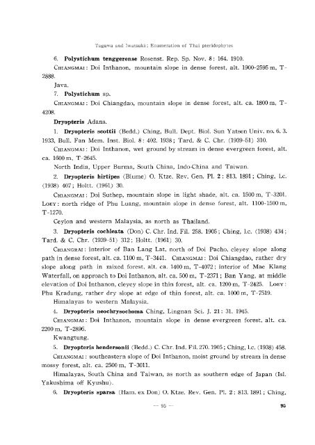 Enumeration of Thai Pteridophytes Collected during 1965-66